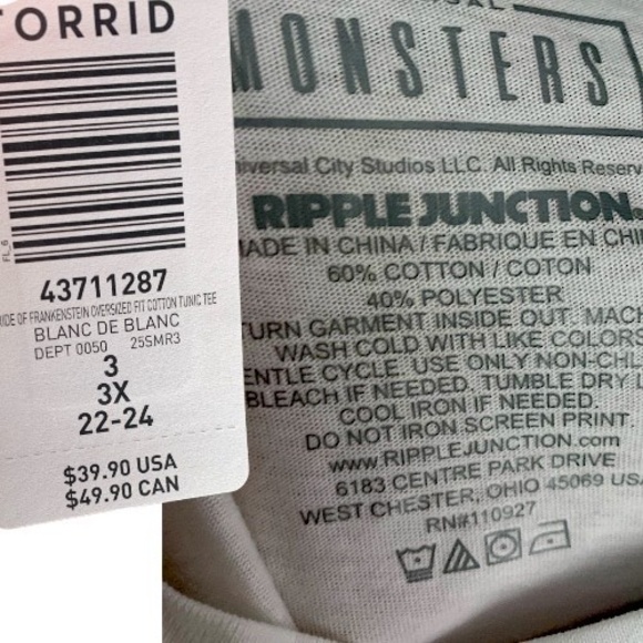 TORRID “Bride of Frankenstein” Oversized Tunic T-Shirt NWT Size 3X - Picture 8 of 8